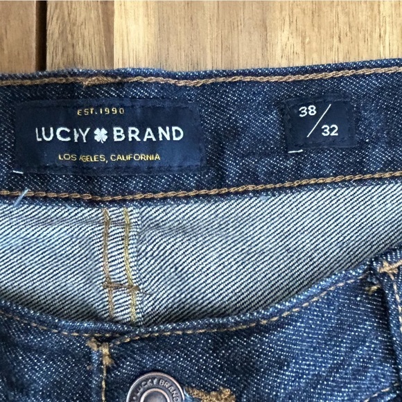 Lucky Brand Premium Denim 363 Straight Leg Deep Blue Distressed Jeans 38 x 32 - Picture 3 of 11